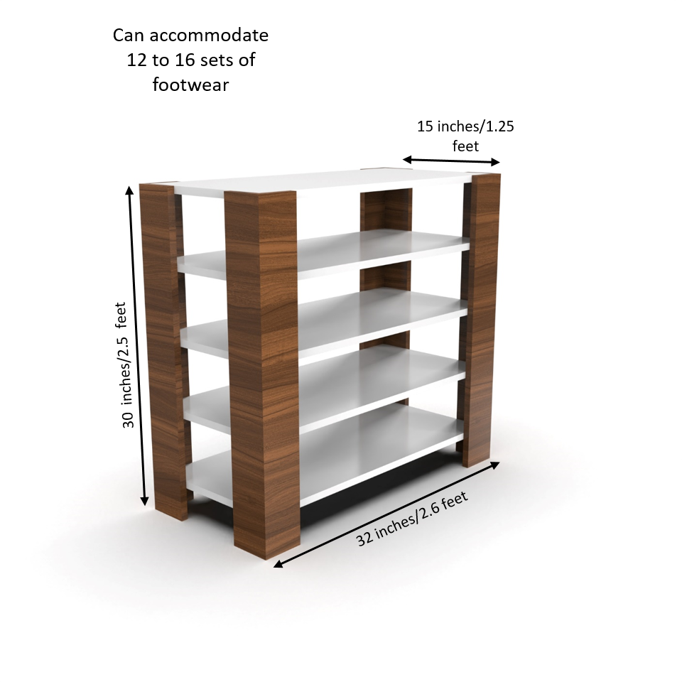 Lucid Shoe Rack - Frosty White and Classic Walnut - Neehv Home