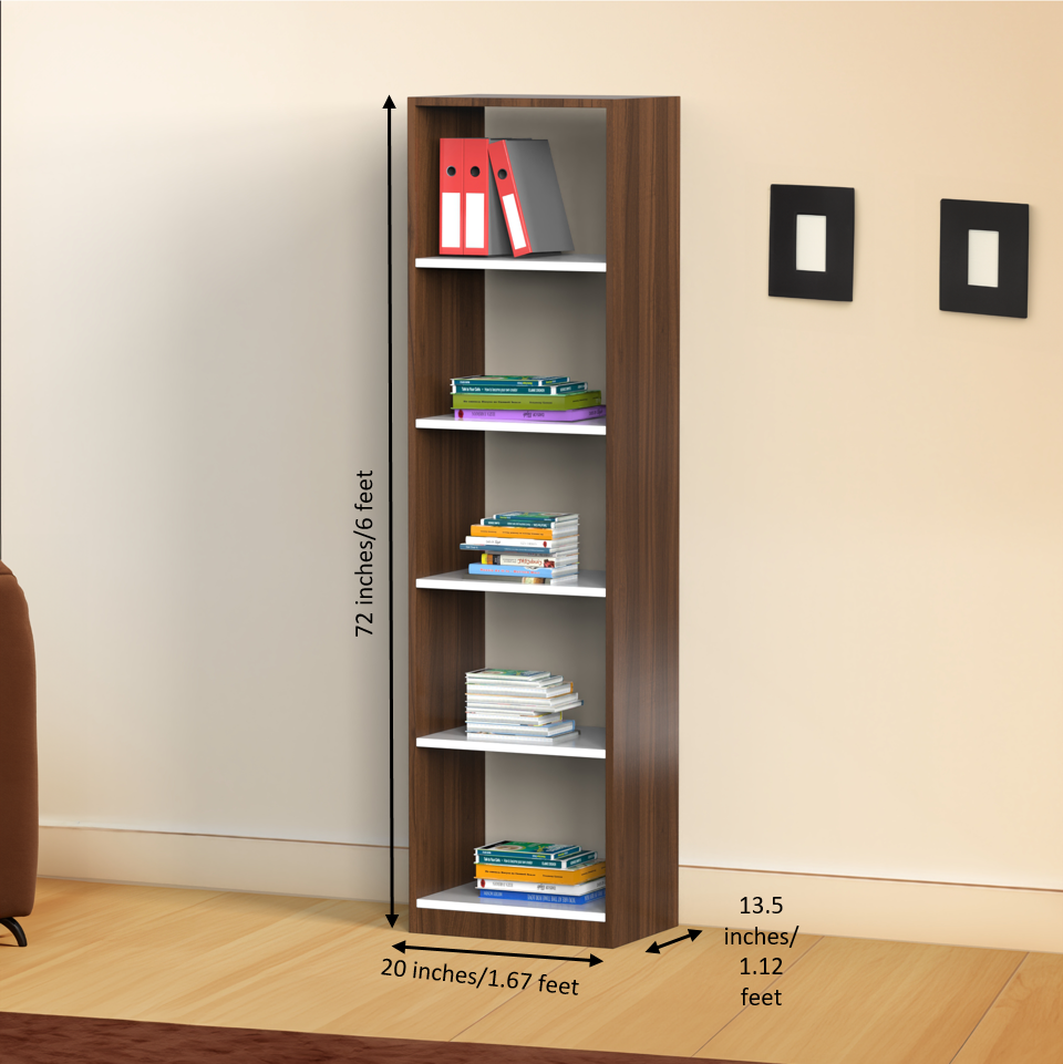 Utopia Vertical Bookshelf - Classic Walnut and Frosty white - Neehv Home